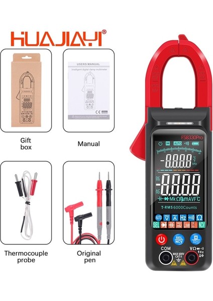 Kırmızı Kelepçe Metro Huajıayı Dijital Pens Metre Ac 400A Akım Gerilim 6000 Sayım Kelepçe Multimetre Canlı Kontrol Ncv Frekans Kondansatör Test Cihazı (Yurt Dışından)