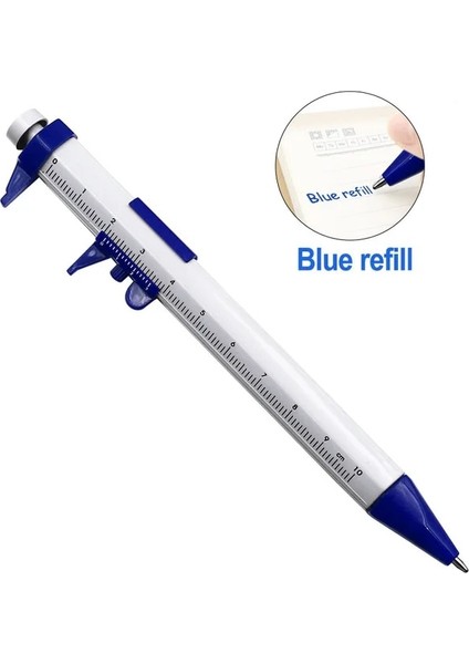 Mavi Çok Fonksiyonlu Kumpas Kalemi 0-100 Sürmeli Kumpas Rulo Tükenmez 1.0mm Plastik Öğrenci Kırtasiye Hediye Ölçme Aletleri (Yurt Dışından)