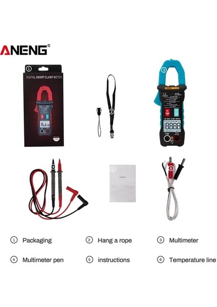 Mavi Aneng ST205 Dijital Pens Metre Analog Multimetre Akım Pensi Dc/ac Akıllı Otomatik Aralığı Ölçer Sıcaklık Test Cihazı ile (Yurt Dışından)