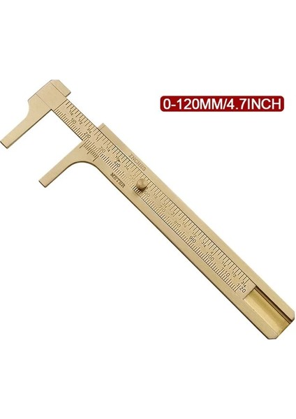Çift 0-120MM 0-120MM Mini Pirinç Kaliper Saf Bakır Sürmeli Çift Tek Ölçekli Ölçüm Cetveli Retro Taşınabilir (Yurt Dışından)