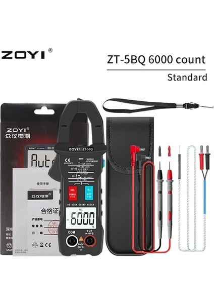 Zt-5bq Zoyı Zt-5bq 6000 Sayım Ncv Testi Dijital Akıllı Pens Metre Bt Fonksiyonu ile True Rms Kelepçe Tipi Multimetre Kapasite Frekans (Yurt Dışından)