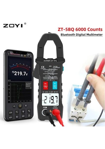 Zt-5bq Zoyı Zt-5bq 6000 Sayım Ncv Testi Dijital Akıllı Pens Metre Bt Fonksiyonu ile True Rms Kelepçe Tipi Multimetre Kapasite Frekans (Yurt Dışından) fiyatları
