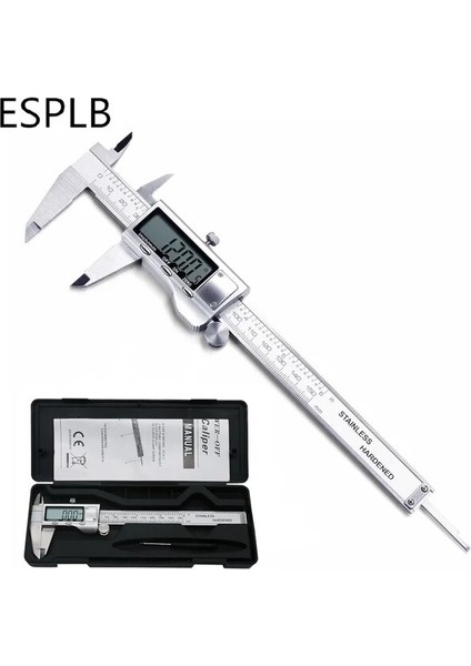 Kutu ile Gümüş Esplb Paslanmaz Çelik Kumpas Elektronik LCD Dijital Sürmeli Ölçekli Kumpas 6 Inç 6 '' 150MM Ölçme Aracı Kumpaslar (Yurt Dışından)