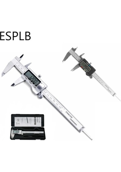 Kutu ile Gümüş Esplb Paslanmaz Çelik Kumpas Elektronik LCD Dijital Sürmeli Ölçekli Kumpas 6 Inç 6 '' 150MM Ölçme Aracı Kumpaslar (Yurt Dışından)