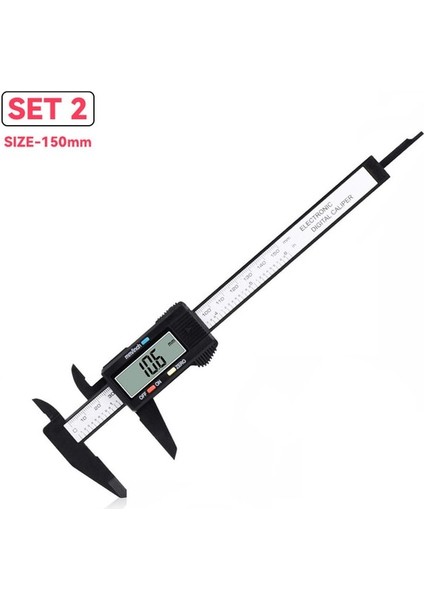 150MM LED Dijital Kumpas 150MM 6 Inç Karbon Fiber Elektronik Sürmeli Kumpas 2 Modlu Ölçer Mikrometre Dijital Cetvel Ölçme Aracı (Yurt Dışından)