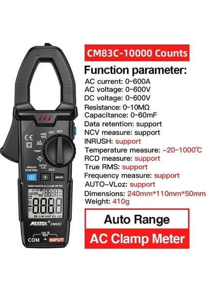CM83C Ac Dc Dijital Pens Metre 6000/10000 Sayım Multimetre Otomatik Aralığı Ncv Metre Test Cihazı Ampermetre True Rms Sıcaklık Testi Multimetre Metre (Yurt Dışından)