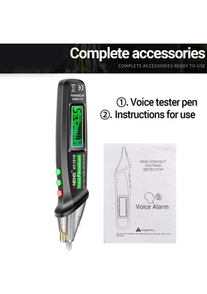 Siyah Aneng VC1019 Gerilim Test Cihazı Kalem Intelligente Ses Yayını 12 V-1000 V Kızılötesi Sensör Konumlandırma Gerilim Elektrische Kalem (Yurt Dışından)