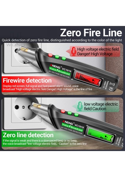 Siyah Aneng VC1019 Gerilim Test Cihazı Kalem Intelligente Ses Yayını 12 V-1000 V Kızılötesi Sensör Konumlandırma Gerilim Elektrische Kalem (Yurt Dışından) modelleri