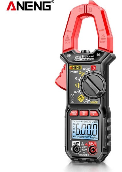 PN103 Kelepçe Aneng PN105 Dijital Kelepçe Multimetre Ampermetre Voltmetre Dijital 6000 Sayım Ac/dc Ampermetre Kelepçe Volt Amp Metre Ölçüm Aracı (Yurt Dışından)