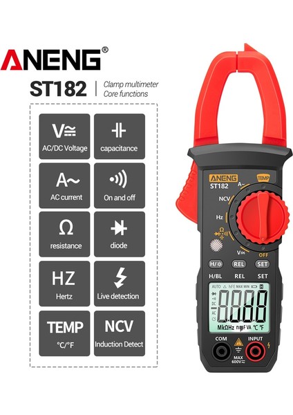 ST182 Pro Aneng ST182 Pense Ampermetre Amperometrik Pens Metre Profesyonel Dijital Multimetre Otomotiv Test Cihazı 4000 Ohm Test Araçları (Yurt Dışından)