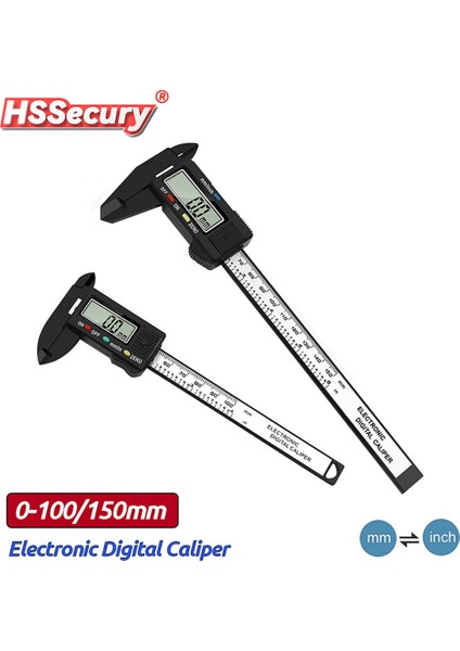 150MM LED Dijital Kumpas 150MM 6 Inç Karbon Fiber Elektronik Sürmeli Kumpas 2 Modlu Ölçer Mikrometre Dijital Cetvel Ölçme Aracı (Yurt Dışından)