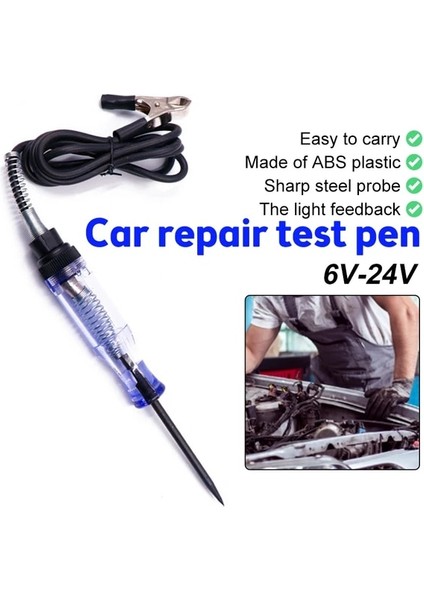 Siyah 6V 12V 24V Dc Araba Kamyon Gerilim Devre Test Cihazı Araba Testi Voltmetre Uzun Probe Kalem Ampul Otomobil Bakım Onarım Aracı (Yurt Dışından)