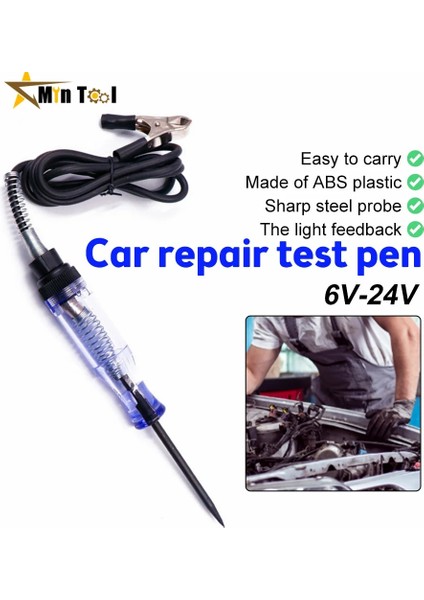 Siyah 6V 12V 24V Dc Araba Kamyon Gerilim Devre Test Cihazı Araba Testi Voltmetre Uzun Probe Kalem Ampul Otomobil Bakım Onarım Aracı (Yurt Dışından)
