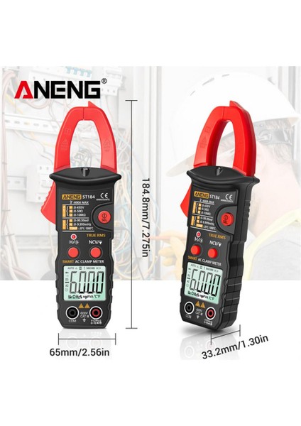 Kırmızı Aneng ST184 Dijital Multimetre Pens Metre True Rms 6000 Sayımlar Profesyonel Ölçüm Test Cihazları Ac/dc Gerilim Ac Akım Ohm (Yurt Dışından)