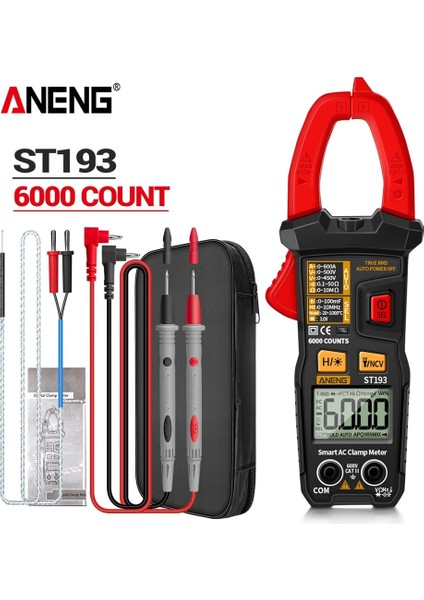 ST193 Kutusu ile Aneng ST193 Dijital Profesyonel Pens Metre 600A Yüksek Akım Ölçer Ac/dc Gerilim Test Cihazı Ncv Sıcaklık Kondansatör Elektrikçi Araçları (Yurt Dışından) fiyatları