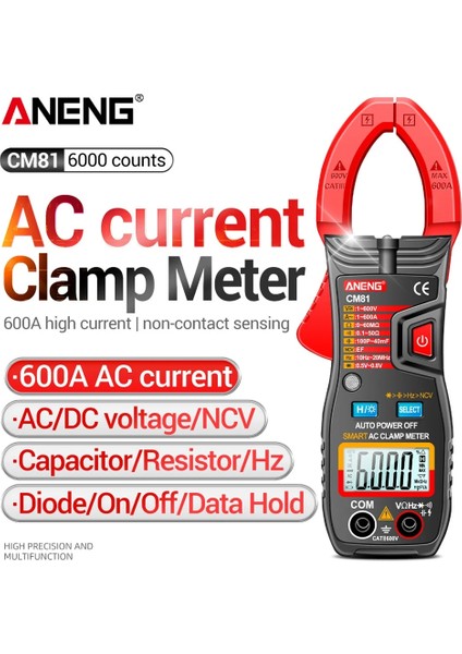 CM80 Siyah Aneng CM80/CM81 Dijital Pens Metre Ampermetre Gerilim Araba Amp Hz Kapasite Ncv Ohm Testi Multimetre Dijital Profesyonel Test Cihazı (Yurt Dışından)