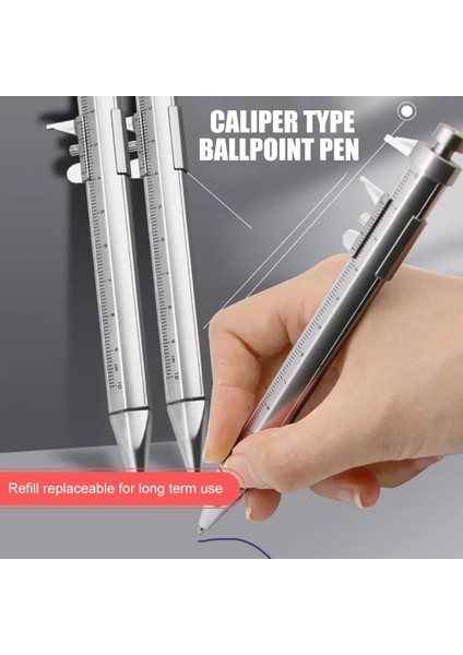 5 Adet 1-10 Adet Çok Fonksiyonlu Kumpas Kalem 0-100 Sürmeli Kumpas Silindiri Tükenmez 1.0mm Mavi Siyah Öğrenci Kırtasiye Ölçüm Araçları (Yurt Dışından)