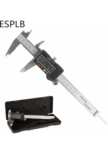 Kutu ile Siyah Esplb Paslanmaz Çelik Kumpas Elektronik LCD Dijital Sürmeli Ölçekli Kumpas 6 Inç 6 ''150MM Ölçme Aracı Kumpaslar (Yurt Dışından)
