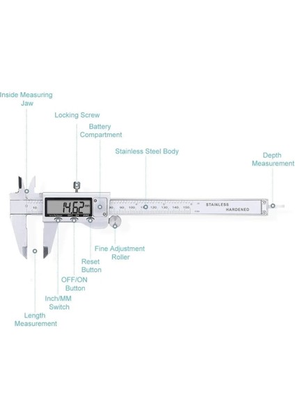 Kutu ile Siyah Esplb Paslanmaz Çelik Kumpas Elektronik LCD Dijital Sürmeli Ölçekli Kumpas 6 Inç 6 ''150MM Ölçme Aracı Kumpaslar (Yurt Dışından)