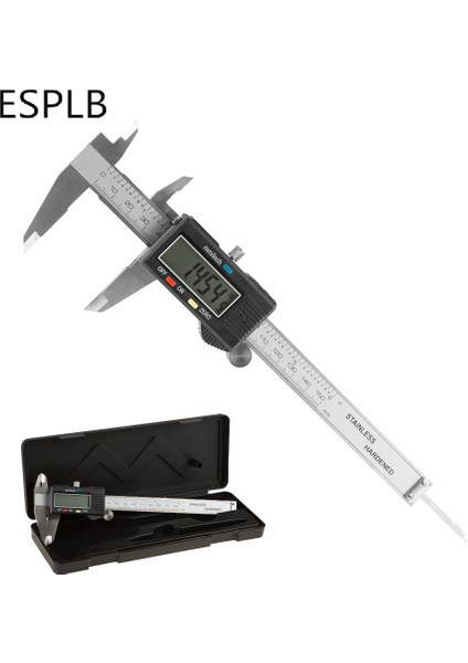 Kutu ile Siyah Esplb Paslanmaz Çelik Kumpas Elektronik LCD Dijital Sürmeli Ölçekli Kumpas 6 Inç 6 ''150MM Ölçme Aracı Kumpaslar (Yurt Dışından)