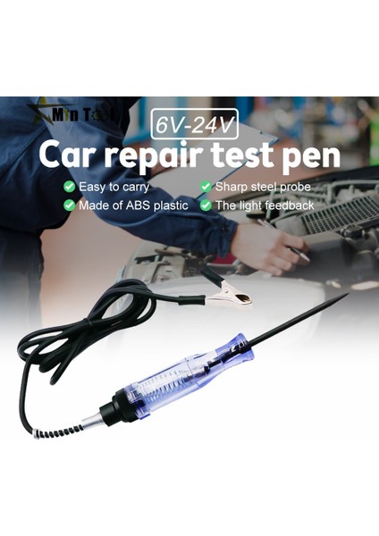 Siyah 6V 12V 24V Dc Araba Kamyon Gerilim Devre Test Cihazı Araba Testi Voltmetre Uzun Probe Kalem Ampul Otomobil Bakım Onarım Aracı (Yurt Dışından)