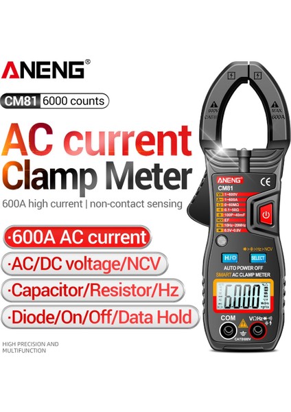 CM81 Siyah Kutu ile Aneng CM80/CM81 Dijital Pens Metre Ac Akım Multimetre Ampermetre Gerilim Test Cihazı Araba Amp Hz Kapasite Ncv Ohm Testi (Yurt Dışından)