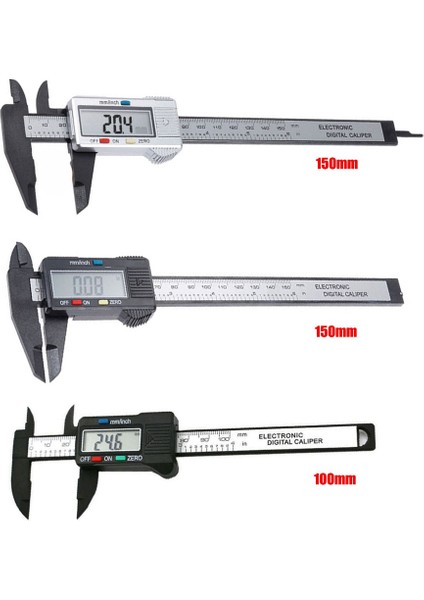 150MM Gümüş Dijital Kumpas 6 Inç Elektronik Sürmeli Kumpas 100MM Kaliper Mikrometre Dijital Cetvel Ölçme Aracı 150MM 0.1mm (Yurt Dışından)