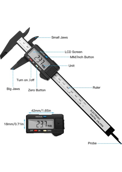 B Dijital Kumpas 6 Inç Elektronik Sürmeli Kumpas 100MM Kaliper Mikrometre Dijital Cetvel Ölçme Aracı 150MM 0.1mm (Yurt Dışından)
