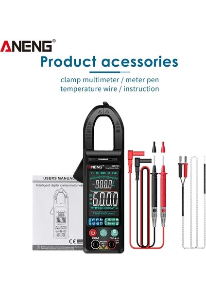 Siyah Aneng ST211/ST212 Dijital Pens Metre Dc/ac Akım 6000 Sayım Multimetre Ampermetre Gerilim Test Cihazı Araba Amp Hz Ncv Ohm Testi (Yurt Dışından)