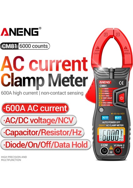 CM80 Kırmızı Kutu ile Aneng CM80/CM81 Profesyonel Ncv Dijital Ampermetre Pense Multimetre Ohm Test Cihazı Amperometrik Kelepçe Yüksek Hassasiyetli Akıllı Metre Aracı (Yurt Dışından) modelleri