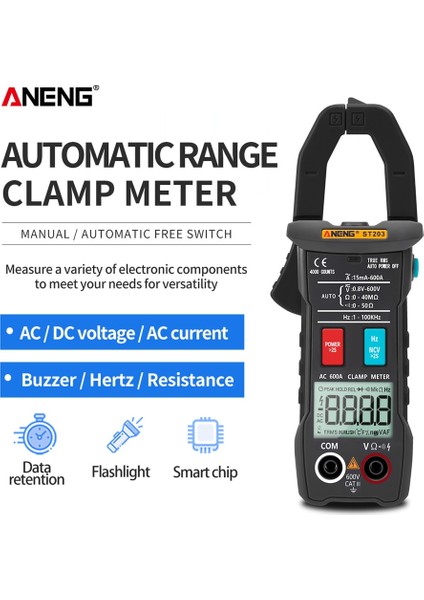 Kırmızı Aneng ST203 Dijital Pens Metre Multimetre 4000 Sayım True Rms Mini Amp Dc/ac Pens Metre Voltmetre 400V Otomatik Aralığı (Yurt Dışından)