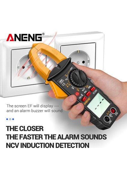 ST180 Sarı (Kutu) Aneng ST180 Profesyonel Dijital Ampermetre Pensesi 4000 Sayım Multimetre Ampermetre Gerilim Test Cihazı Araba Amp Hz Kapasite Ncv Ohm Testi (Yurt Dışından)