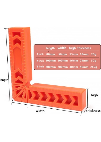 8 Inç 90 Derece 3/4/8 Inç L-Şekilli Konumlandırma Kareler Ağaç Işleme Köşe Sağ Açı Marangoz Köşe Kare Aracı (Yurt Dışından) modelleri