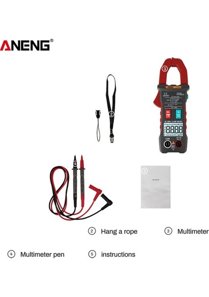ST204 Kırmızı Min Aneng ST204 Pens Metre 4000 Sayım Otomatik Dijital Dc/ac Akım Gerilim Test Cihazı Analog Multimetre True Rms Pinza Amperimetrica (Yurt Dışından)