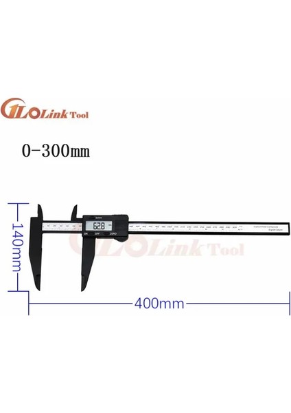 0-300MM 12 Inç 300MM Elektronik Dijital Kumpas Büyük LCD Plastik Dijital Sürmeli Kumpas Uzun Çeneli Mikrometre Ölçer (Yurt Dışından)