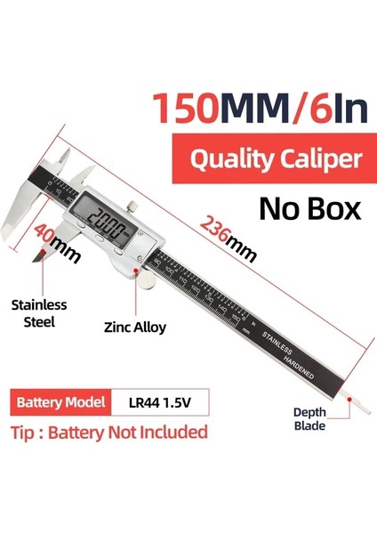 Kaliteli Kumpas Metal Kumpas Dijital Pakometre Profesyonel Sürmeli Kalibre Ölçme Aletleri Ağaç Işleme Kalınlık Ölçer Derinlik Elektronik Cetvel (Yurt Dışından)