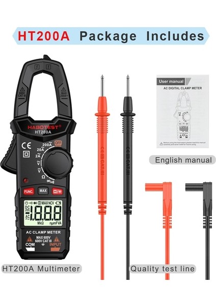 HT200A Habotest HT200 Dijital Pens Metre Ac Akım Multimetre Ampermetre Gerilim Test Cihazı 2000 Sayım Araba Amp Hz Kapasite Ncv Ohm Aracı (Yurt Dışından)