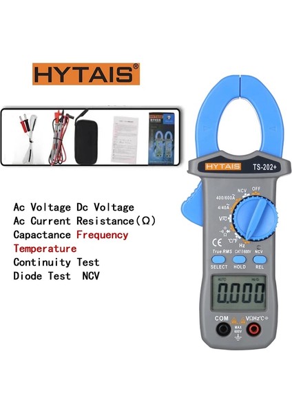 Hytaıs TS202+ Dijital Pens Metre Ac/dc Ekran Ncv Trms 40000UF Çok Fonksiyonlu Akıllı Taşınabilir Elektrikçi Multimetre (Yurt Dışından)