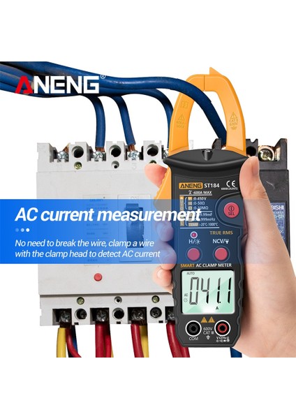 ST184 Siyah Aneng ST184 Dijital Multimetre Pens Metre True Rms 6000 Sayım Profesyonel Ölçüm Test Cihazları Ac/dc Gerilim Ac Akım Ohm (Yurt Dışından)