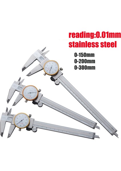 0-150MM 0.02MM 0.01MM/0.02MM Yüksek Çözünürlüklü Darbeye Dayanıklı Metal Kadranlı Kumpaslar Paslanmaz Çelik Sürmeli Kumpas Derinlik Çapı Ölçme Araçları (Yurt Dışından)