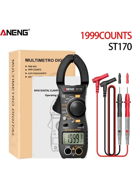 Siyah Aneng ST170 Akıllı Pens Metre 1999 Sayımlar Otomatik Değişen Dijital Multimetre LCD Ekran Ac Dc Gerilim Ac Akım Test Cihazı (Yurt Dışından)