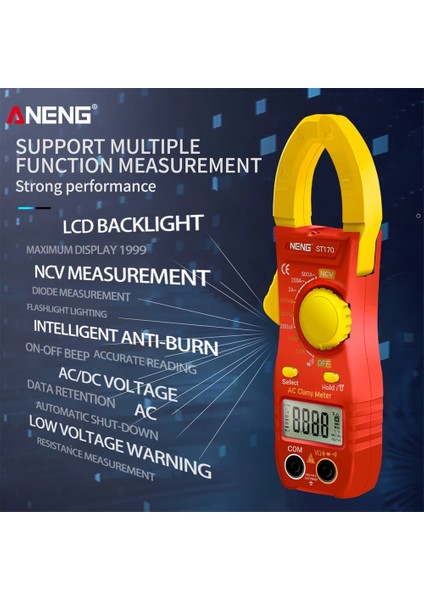 Siyah Aneng ST170 Akıllı Pens Metre 1999 Sayımlar Otomatik Değişen Dijital Multimetre LCD Ekran Ac Dc Gerilim Ac Akım Test Cihazı (Yurt Dışından)