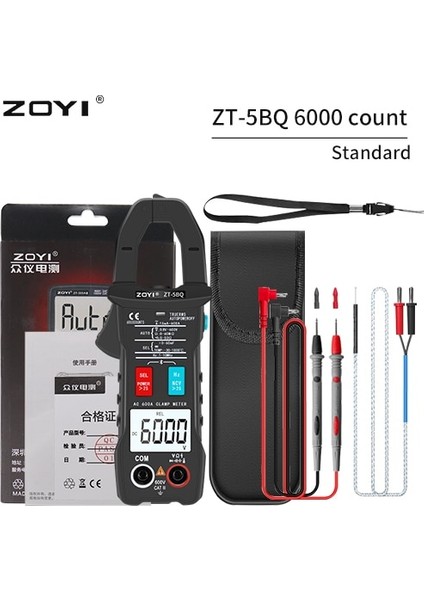 Zt-5bq Temel Zoyı Dijital Pens Metre Zt-5bq True Rms 6000 Dc/ac 100A 1ma Ampermetre Multimetre Araba Akım Voltmetre Kapasite Sıcaklığı Hz Test Cihazı (Yurt Dışından)