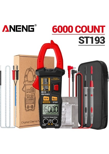 ST193 Aneng ST194 Dijital True Rms Multimetre Pens Metre 6000 Sayısı Dc/ac Akım Kelepçesi Gerilim Araba Test Cihazı Hz Kapasite Ohm Aracı (Yurt Dışından)