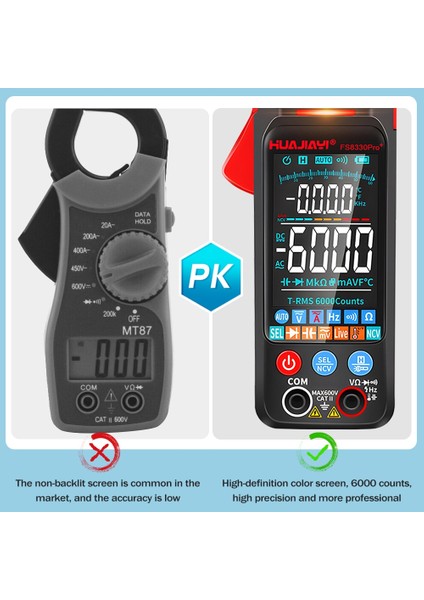 Temel Küçük Ekran Qhıtec Dijital Pens Ampermetreler Ac Dc Akım Pens Metre Dijital 400A Multimetro 6000 Sayım Ncv Otomatik Alicate Amperimetro (Yurt Dışından) fırsatları
