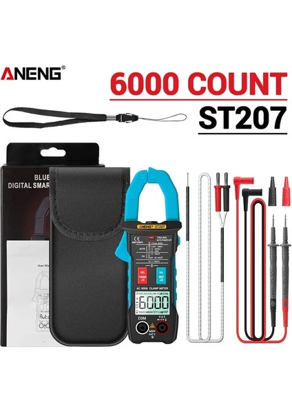 ST207 Kağıt Kutulu Dijital Bluetooth Akıllı Multimetre ST207 Pens Metre 6000 Sayım True Rms Dc/ac Gerilim Test Cihazı Ac Akım Hz Kapasite Ohm Testı (Yurt Dışından)