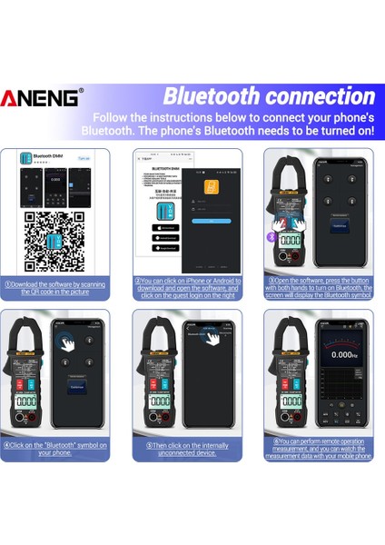 ST207 Kağıt Kutulu Dijital Bluetooth Akıllı Multimetre ST207 Pens Metre 6000 Sayım True Rms Dc/ac Gerilim Test Cihazı Ac Akım Hz Kapasite Ohm Testı (Yurt Dışından) indirimleri