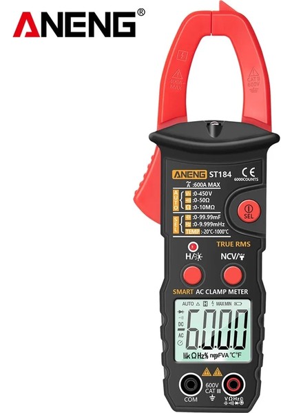 ST184 Kutulu ST184 Dijital Multimetre Profesyonel 6000 Sayım Pens Metre True Rms Ac/dc Gerilim Test Cihazı Ac Akım Hz Kapasite Ohm Testi (Yurt Dışından)