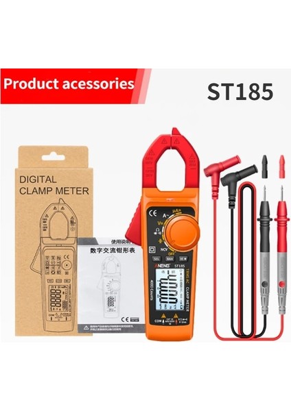 ST185 Kırmızı Aneng ST185 Dijital Pens Metre Multimetre 4000 Sayım True Rms 200A Ampermetre Gerilim Test Cihazı Hz Kapasite Ncv Ohm Diyot Testi (Yurt Dışından)