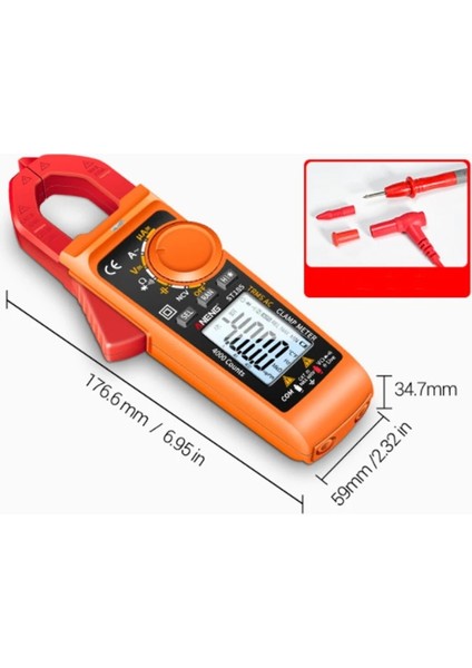 ST185 Kırmızı Aneng ST185 Dijital Pens Metre Multimetre 4000 Sayım True Rms 200A Ampermetre Gerilim Test Cihazı Hz Kapasite Ncv Ohm Diyot Testi (Yurt Dışından)
